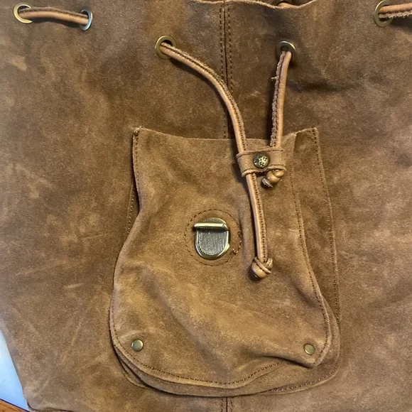 Patricia Nash Casape Backpack in Burnished Suede Cognac, braided trim, durable - Picture 8 of 15